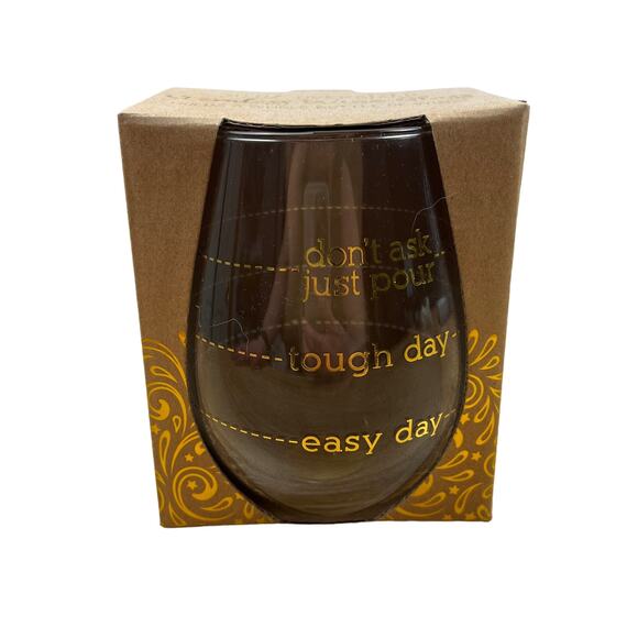 Tough Day Stemless Wine Glass With Gold Lettering - NWT - Picture 1 of 5